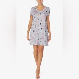 CUDDL DUDS Intimates Gray Side Slits Nightgown Small Dog/puppy Love